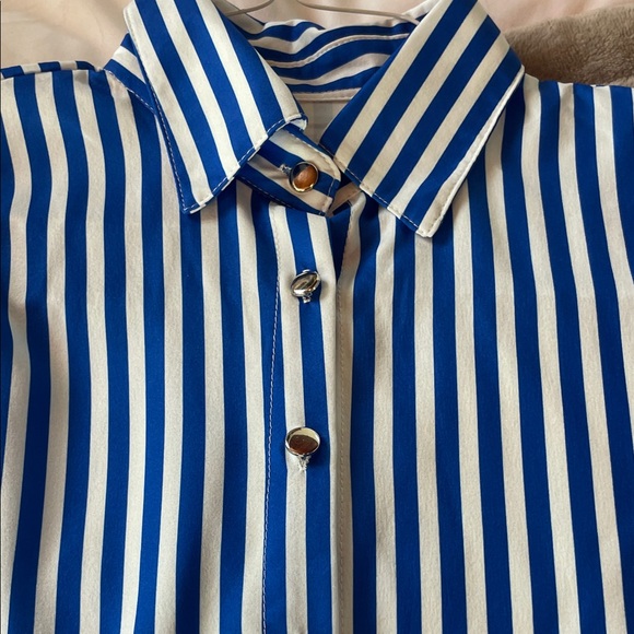 None Tops - Blue and White Striped Shirt